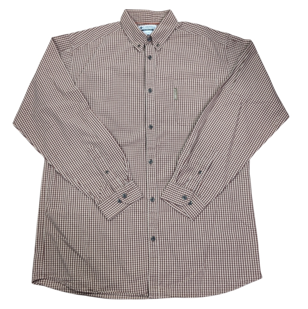 Columbia checkered shirt, long sleeves buttoned down, men's size LT